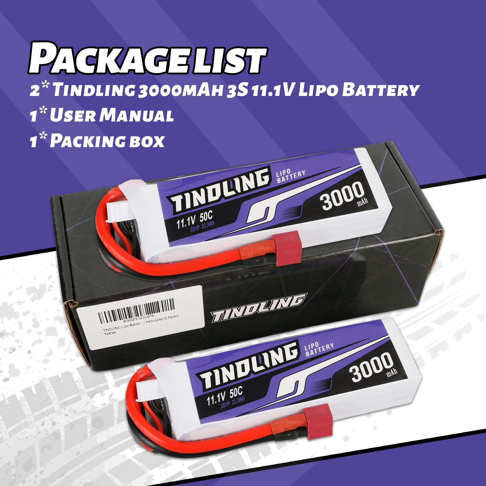 TINDLING Superior Series 3000mAh 3S 11.1V 50C Lipo Battery T/Deans