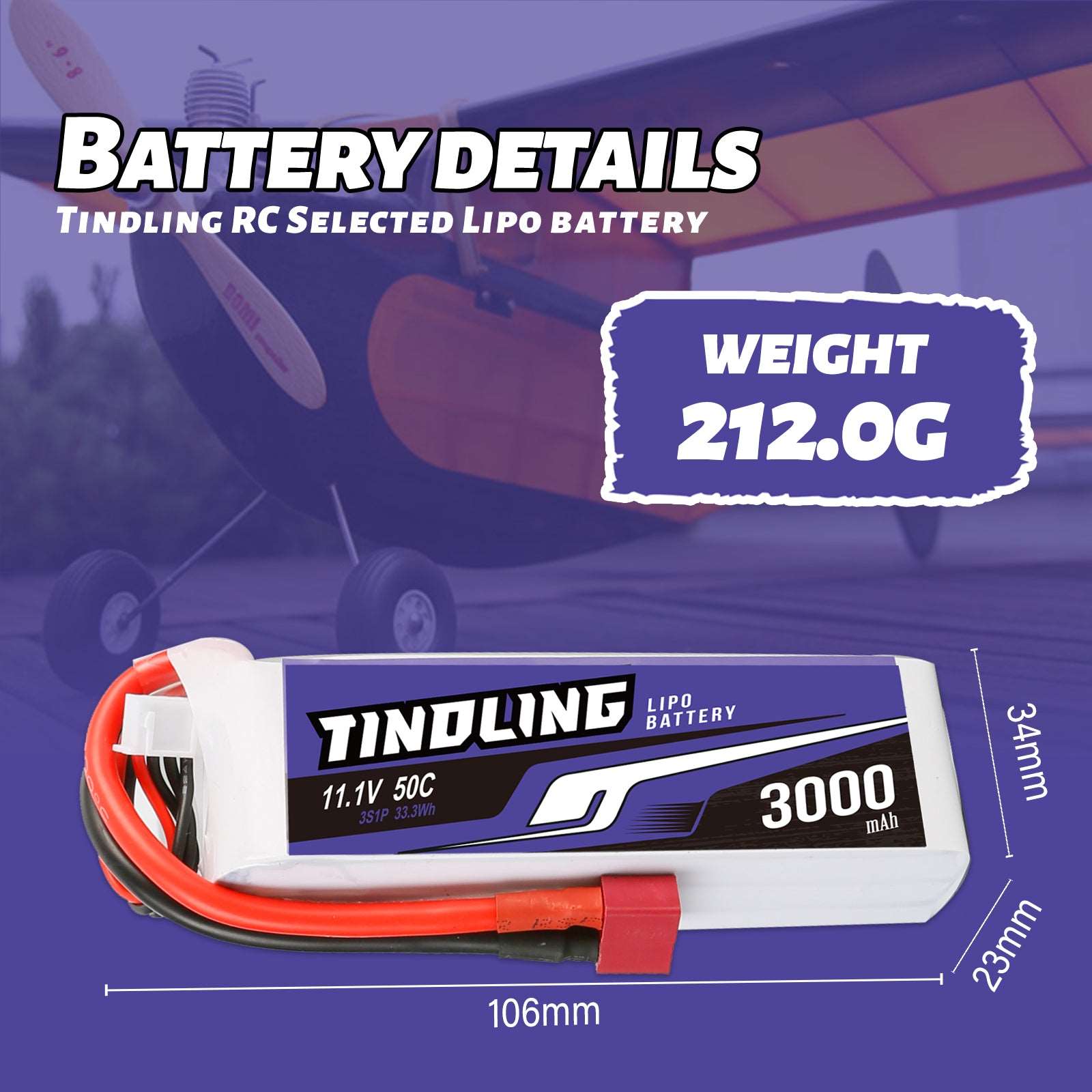 Batterie LiPo 3S 11,1V 1000mAh 25C prise Dean - VPLP010FD